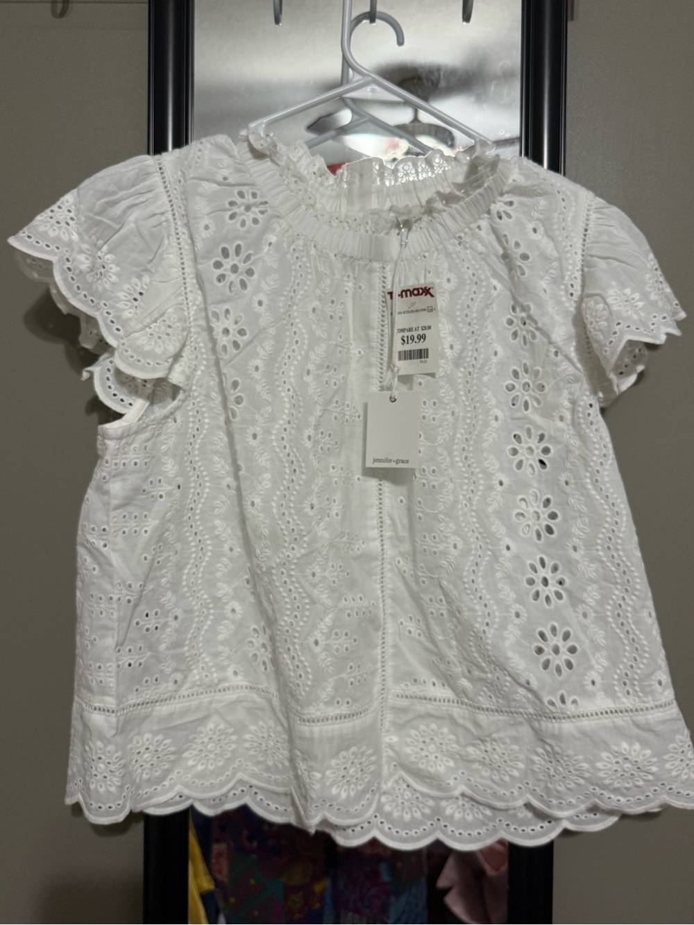 White Eyelet Flutter Sleeve women’s top - NWT